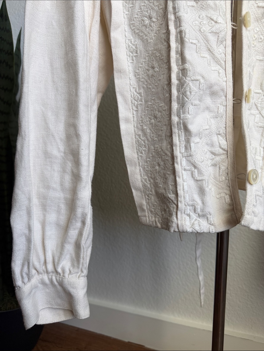 J Crew Linen Embroidered Button Up Women’s Blouse Jacket - Picture 5 of 8